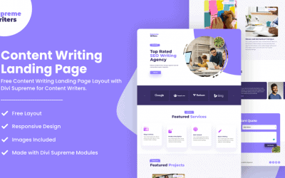 Divi Content Writing Landing Page Layout